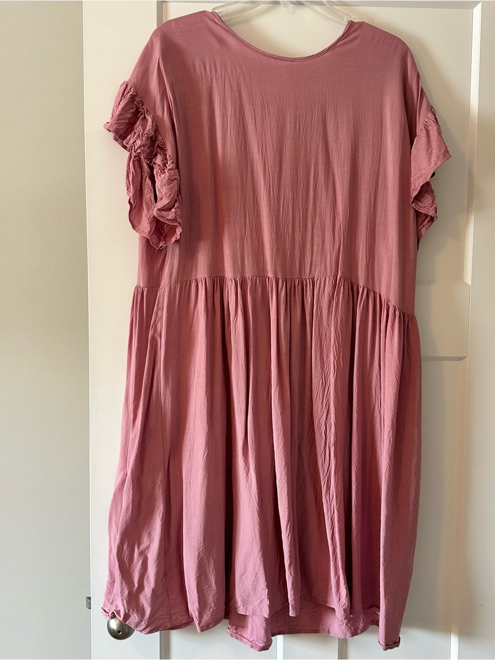 Women's Dusty Rose Tiered Ruffle-Sleeve Casual Dress